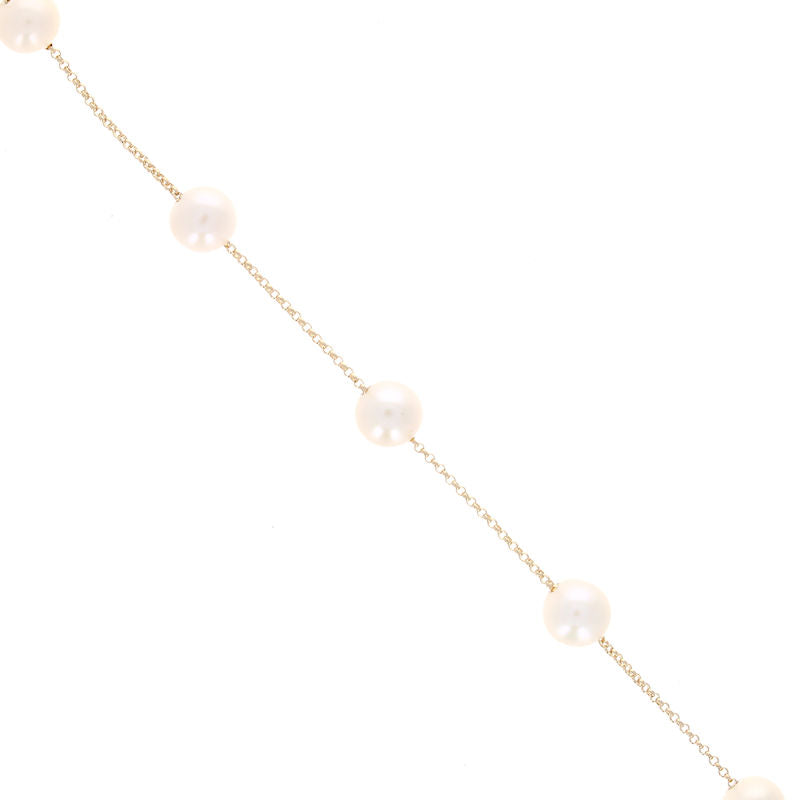 Ladies 14kt Yellow Gold 6-7mm Freshwater Tincup Bracelet 7' Long