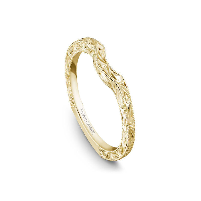 Ladies 14kt Yellow Gold Hand Engraved Contour Wedding Band