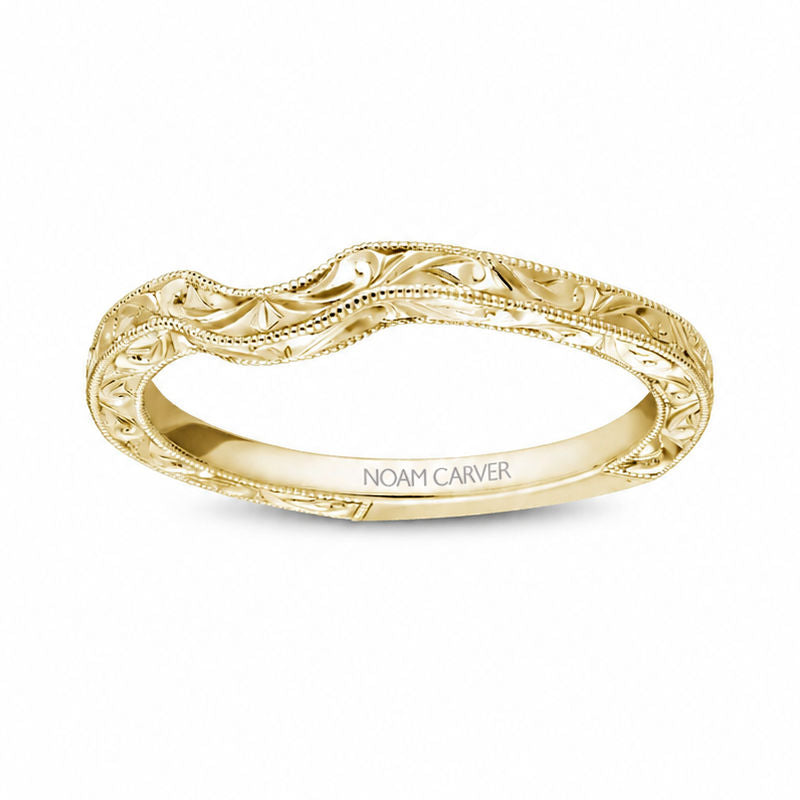 Ladies 14kt Yellow Gold Hand Engraved Contour Wedding Band