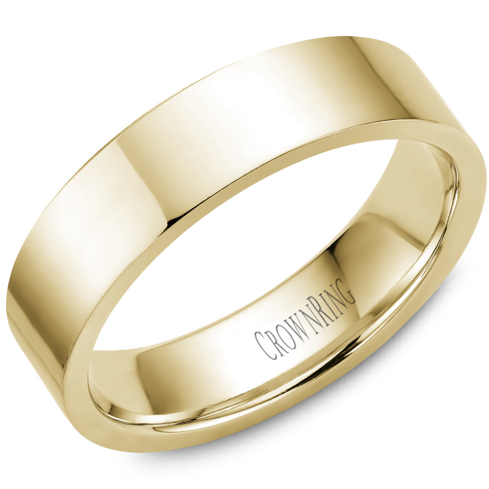 Ladies 14kt Yellow Gold 6mm Flat Wedding Band