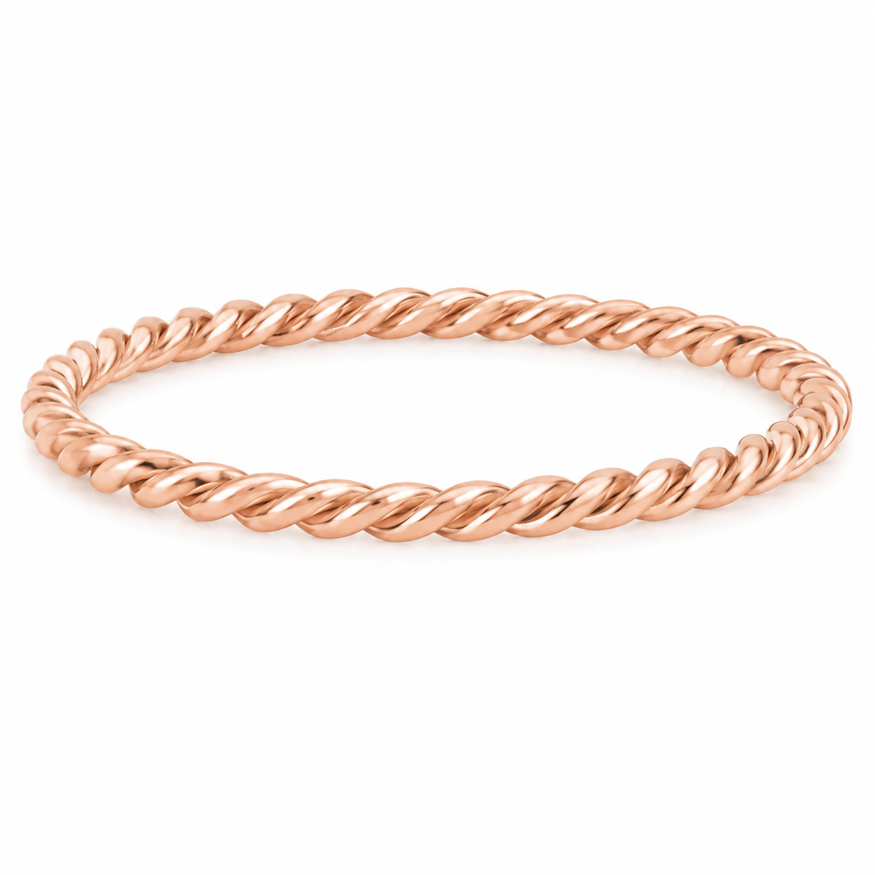 Ladies 14kt Rose Gold Rope Wedding Band