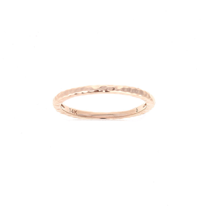 Ladies 14kt Rose Gold Hammered Wedding Band