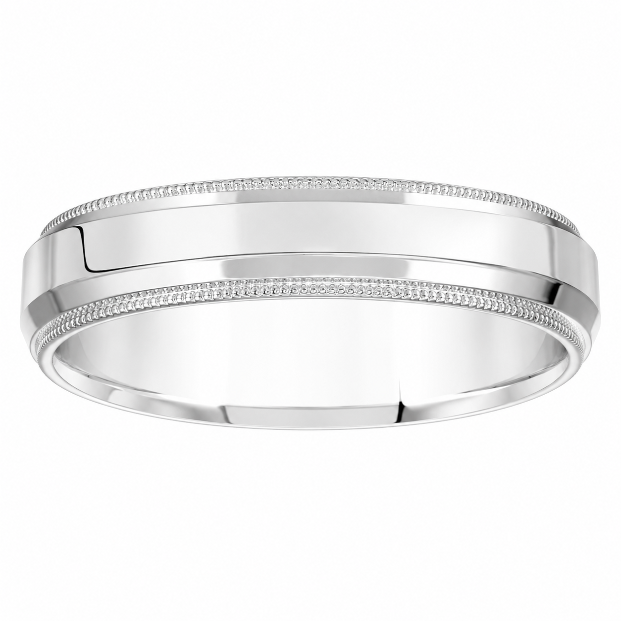 Mens 14kt White Gold 6mm Milgrained Wedding Band