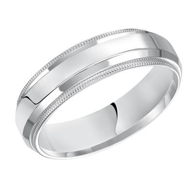Men's 14kt White Gold 6mm Milgrained Wedding Band