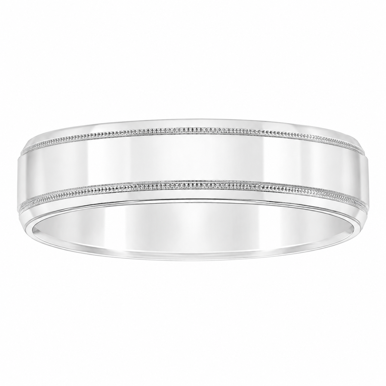 Mens Platinum 8mm Milgrain Wedding Band