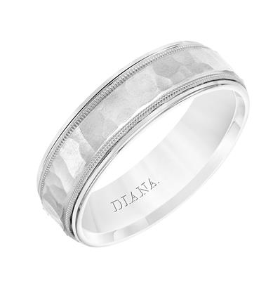 Men's Platinum 6.54mm Hammered Wedding Band