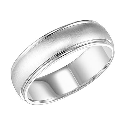 Men's 14kt White Gold 6.56mm Satin Wedding Band