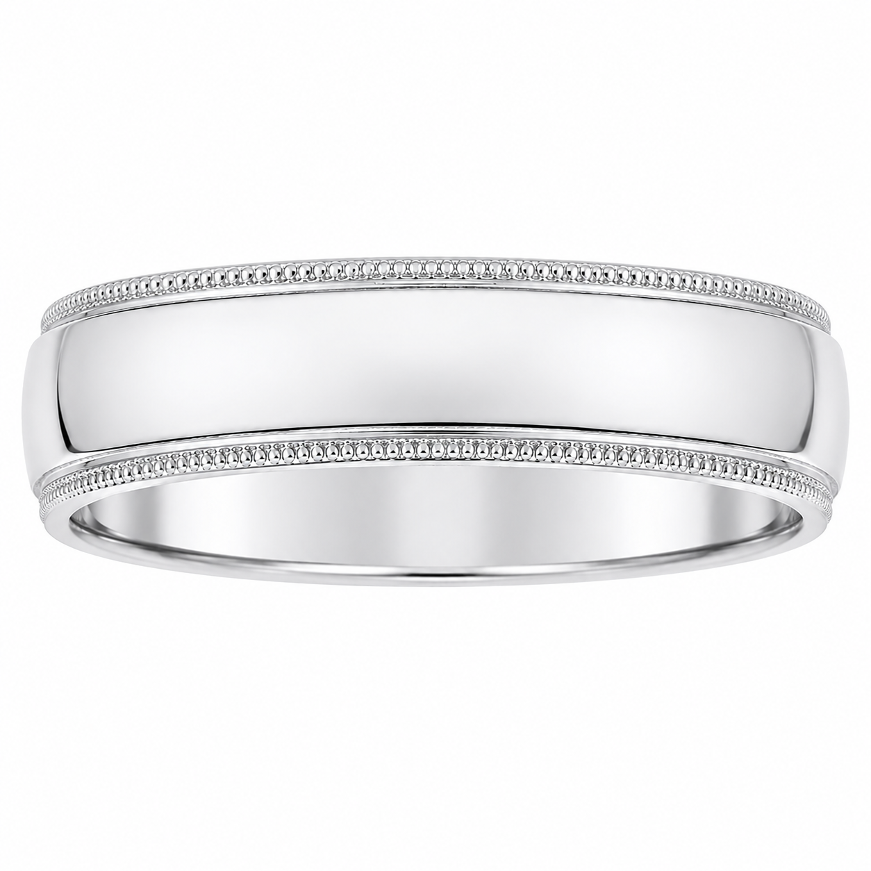 Mens 14kt White Gold 7mm Milgrain Wedding Band