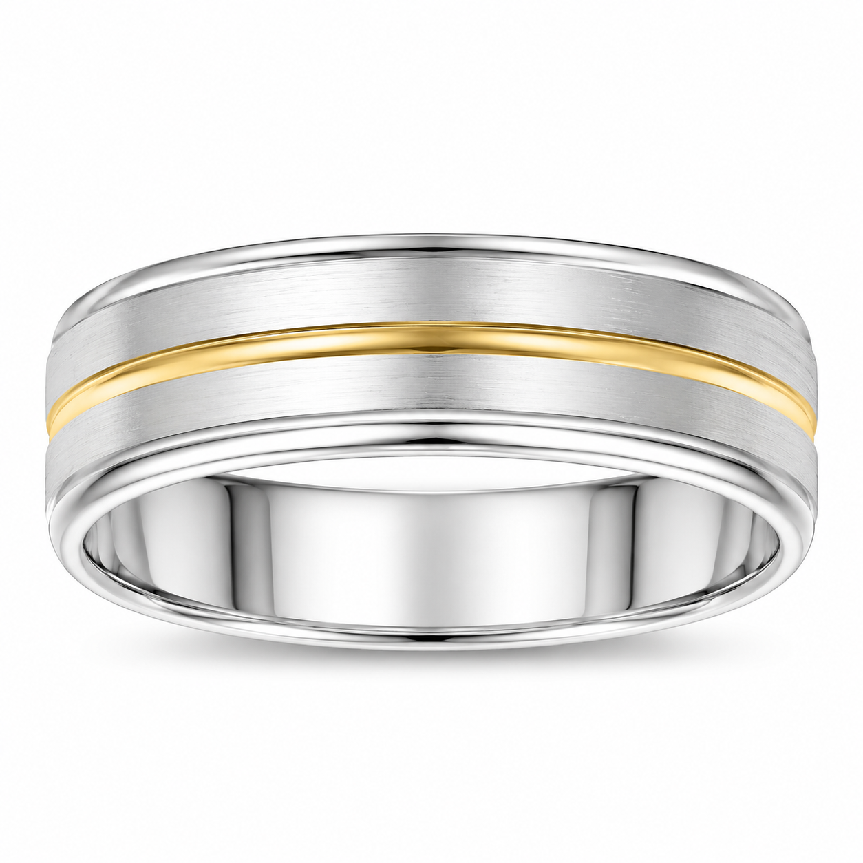 Men's 14kt White and Yellow Gold 7mm Wedding Band