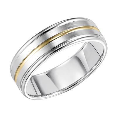 Men's 14kt White and Yellow Gold 7.18mm Wedding Band
