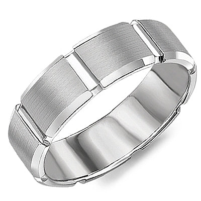 Men's 14kt White Gold 5.88mm Geometric Wedding Band