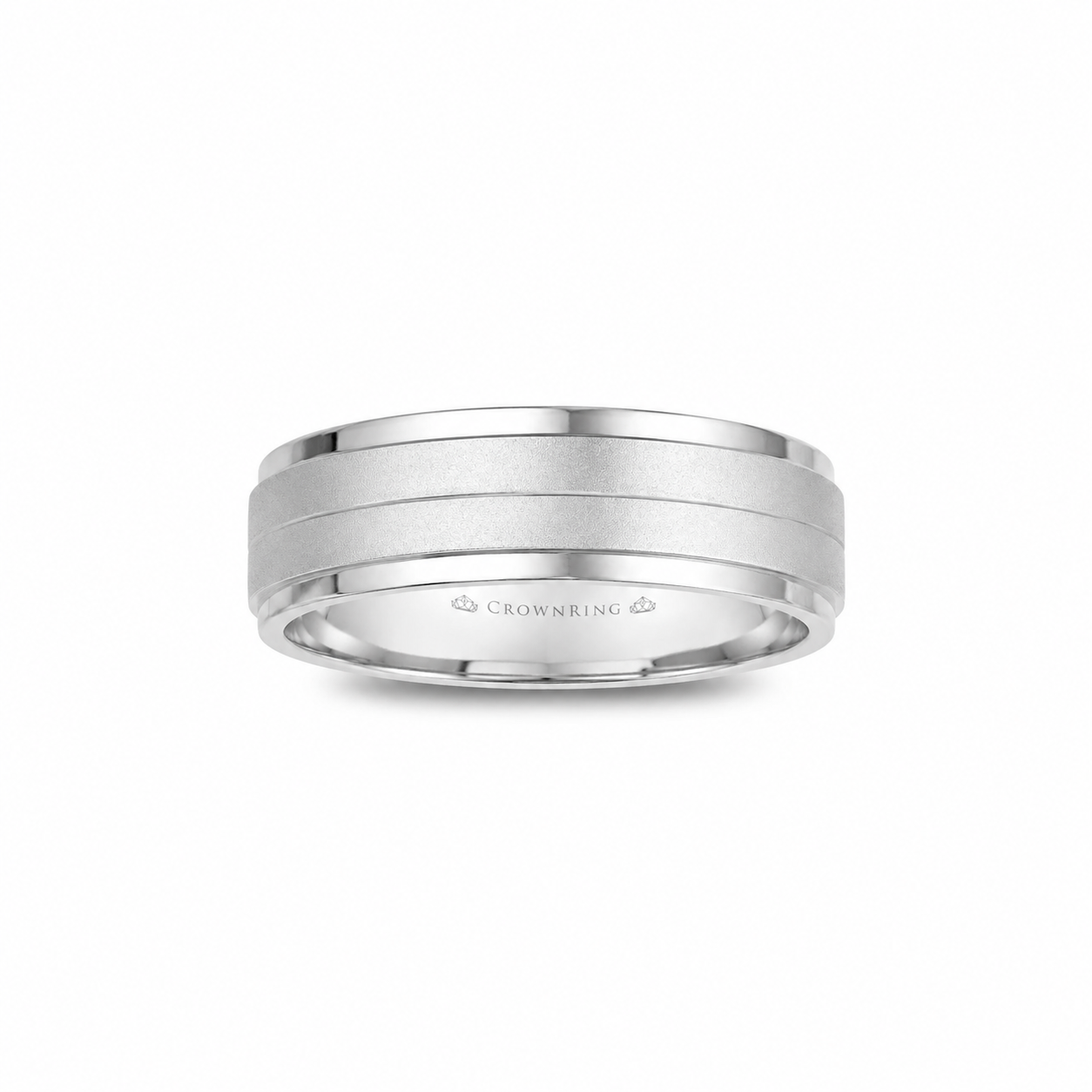 Mens 14kt White Gold 8mm Geometric Wedding Band