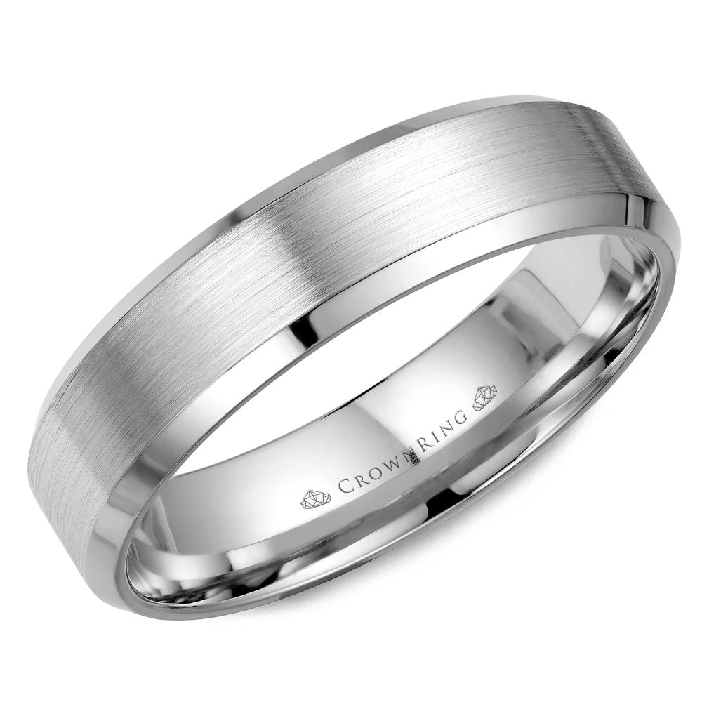 Men's 14kt White Gold 4.9mm Beveled Edge Wedding Band