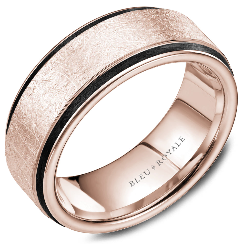 Men's 14kt Rose Gold and Black Enamel 8.36mm Wedding Band