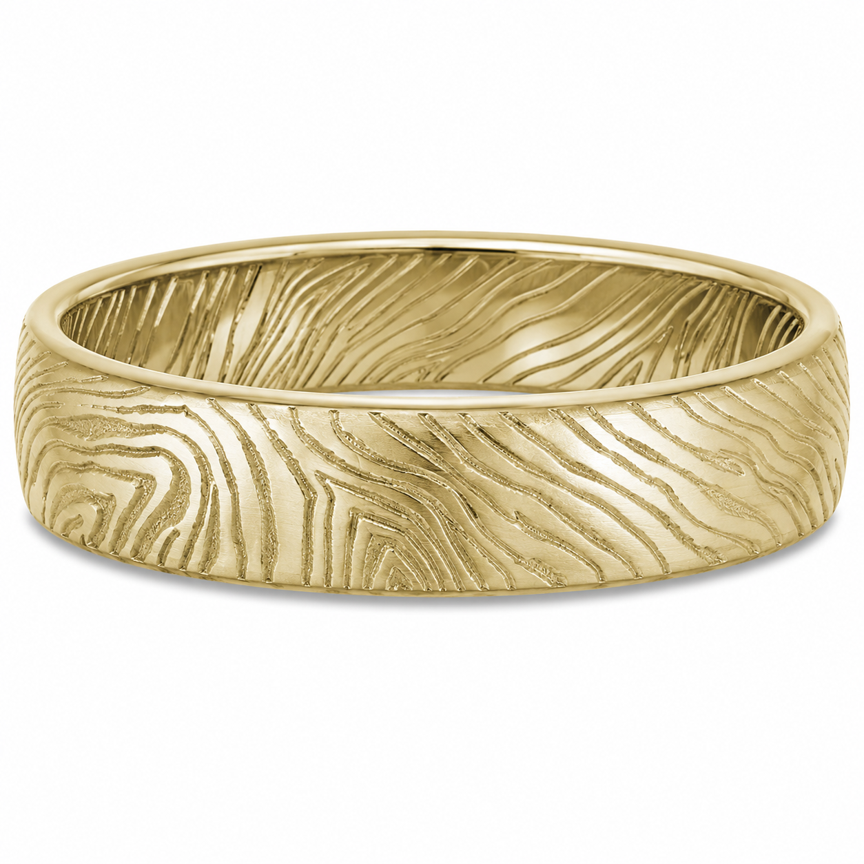 Mens 14kt Yellow Gold 7mm Wood Grain Wedding Band