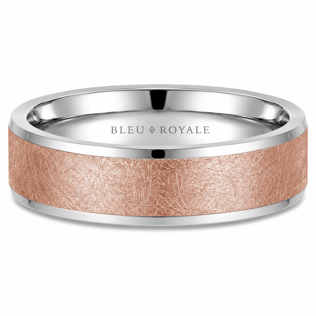 Mens 14ktTwo Tone 7mm Diamond Brush Wedding Band