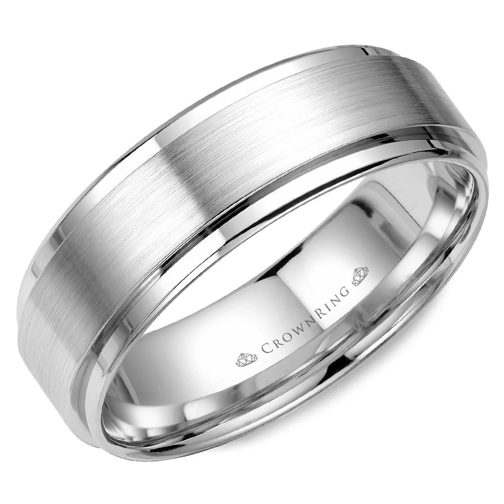 Men's 10kt White Gold 7mm Satin Wedding Band