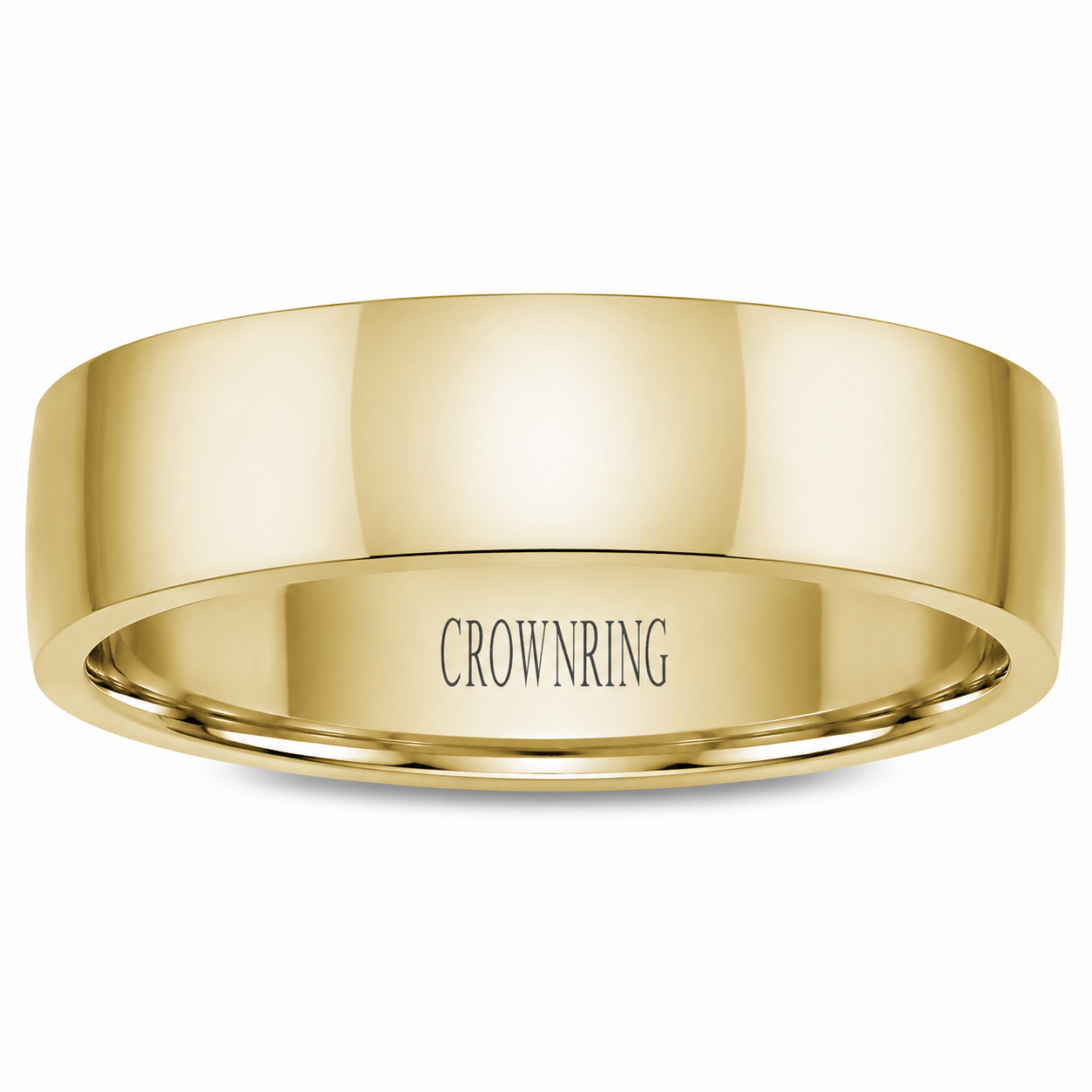 Mens 14kt Yellow Gold 6mm Flat Wedding Band