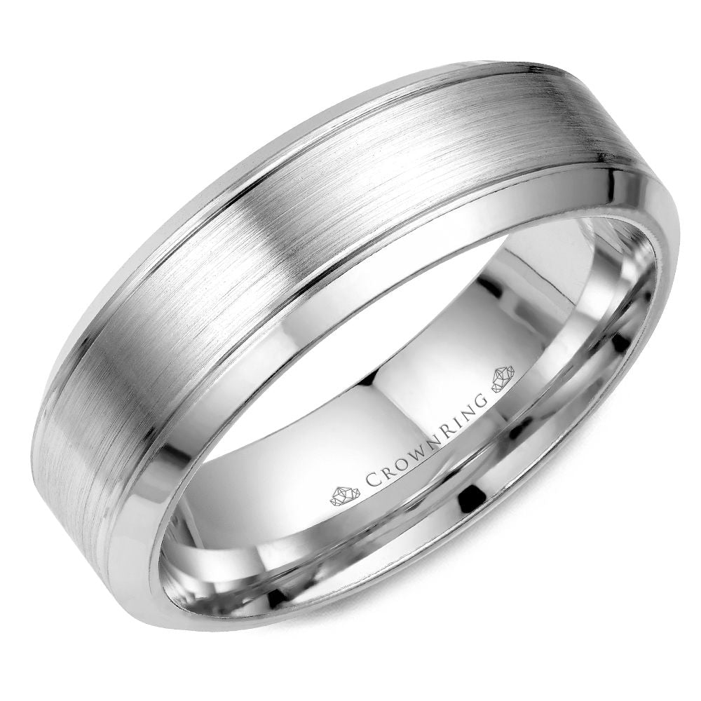 Men's 14kt White Gold 6.94mm Satin Wedding Band