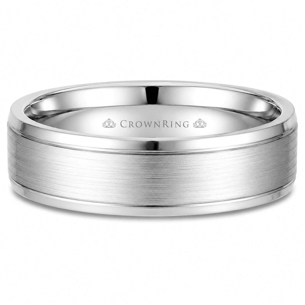 Mens 14kt White Gold 7mm Sandpaper Wedding Band