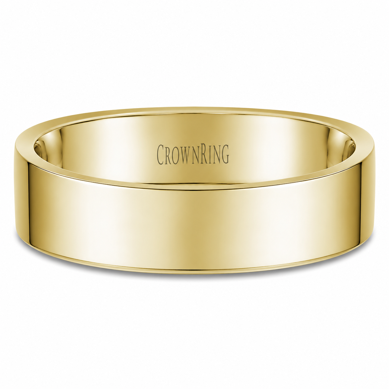 Mens 10kt Yellow Gold 7mm Flat Wedding Band