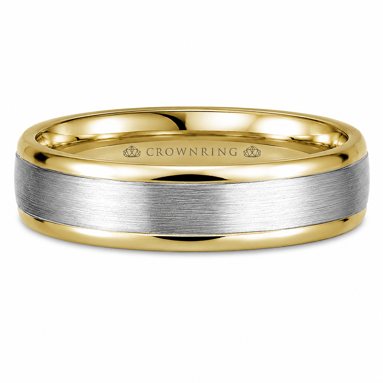 Mens 14kt Two Tone 6.1mm Sandpaper Wedding Band