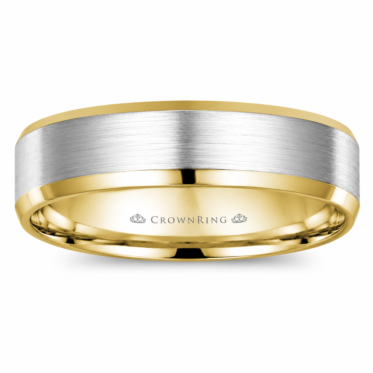 Mens 14kt Two Tone Gold 7mm Sandpaper Wedding Band