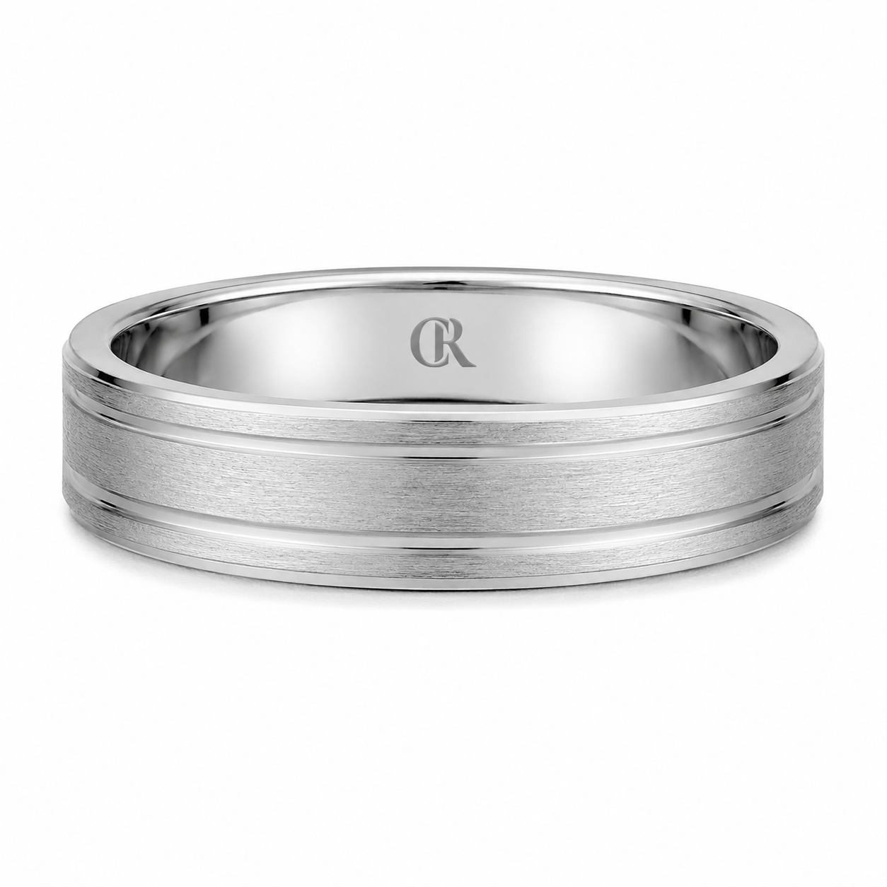 Mens 14kt White Gold 5mm Sandpaper Wedding Band