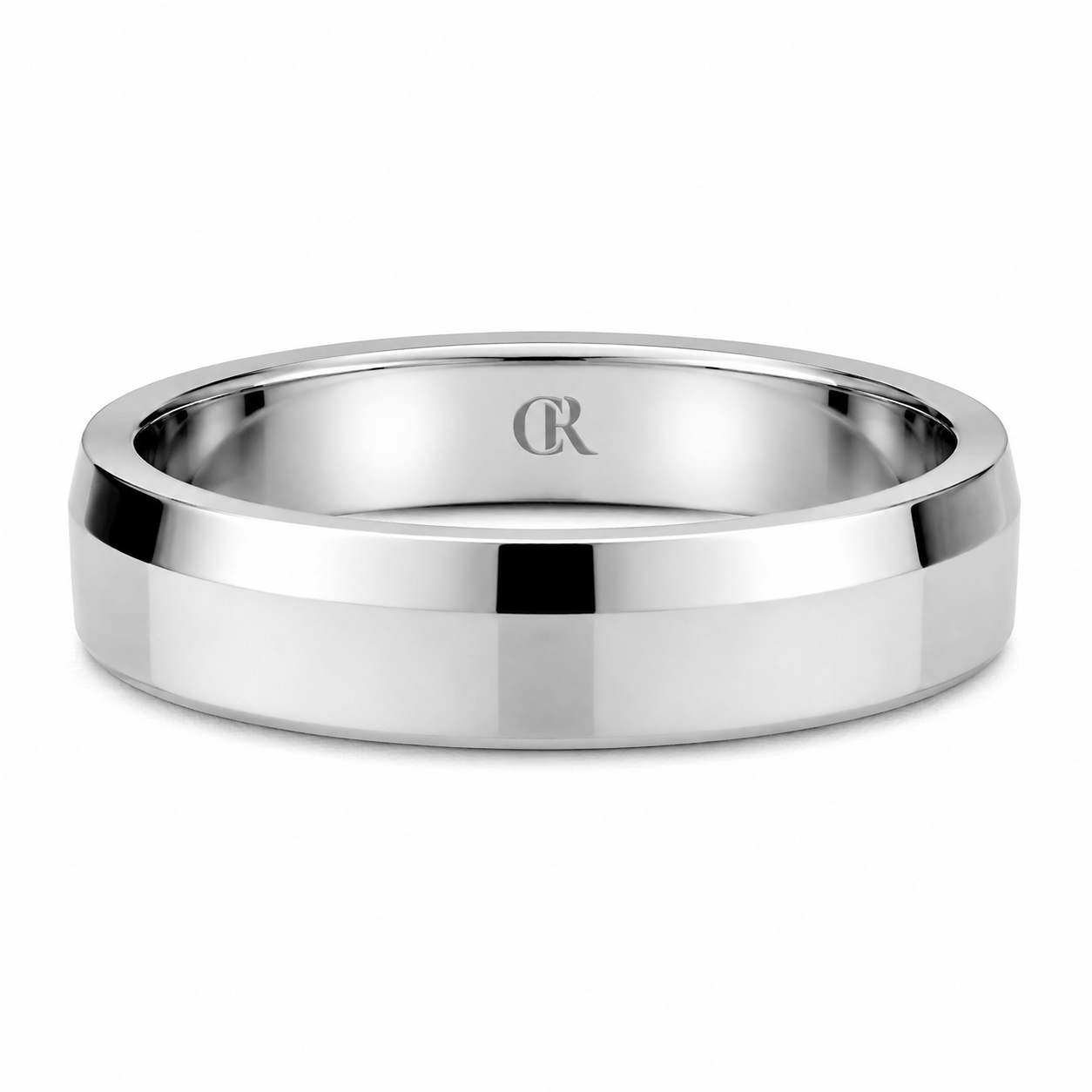 Mens 14kt White Gold 5mm Knife Edge Wedding Band