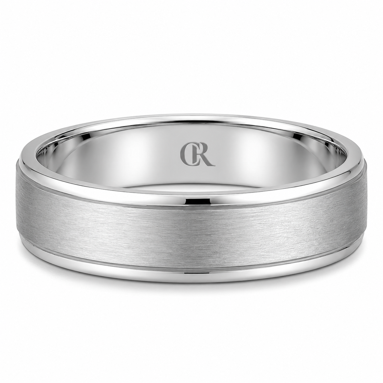 Mens 14kt White Gold 6mm Sandpaper Wedding Band