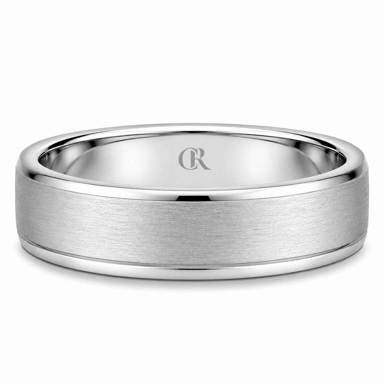 Mens 14kt White Gold 7mm Sandpaper Wedding Band