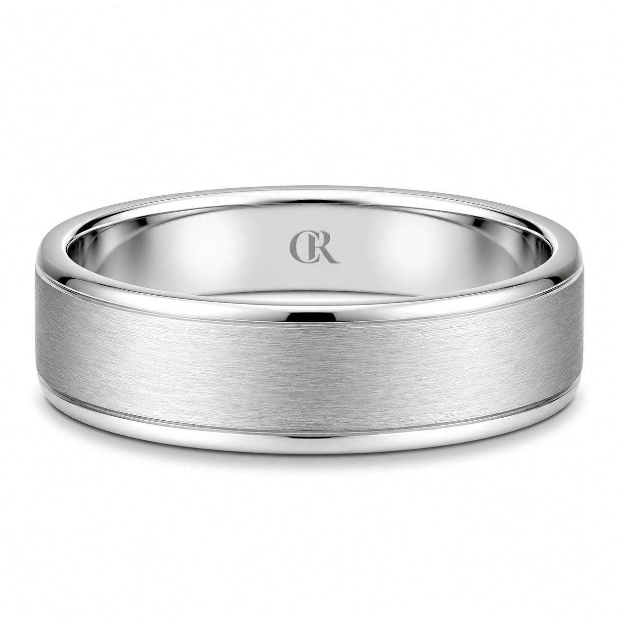 Mens 14kt White Gold 8mm Sandpaper Wedding Band