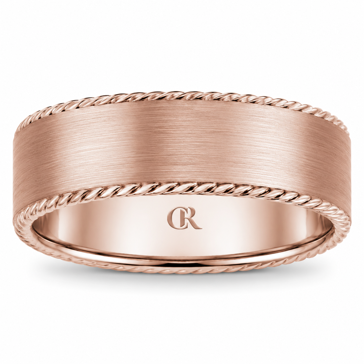 Mens 14kt Rose Gold 7mm Sandpaper Wedding Band
