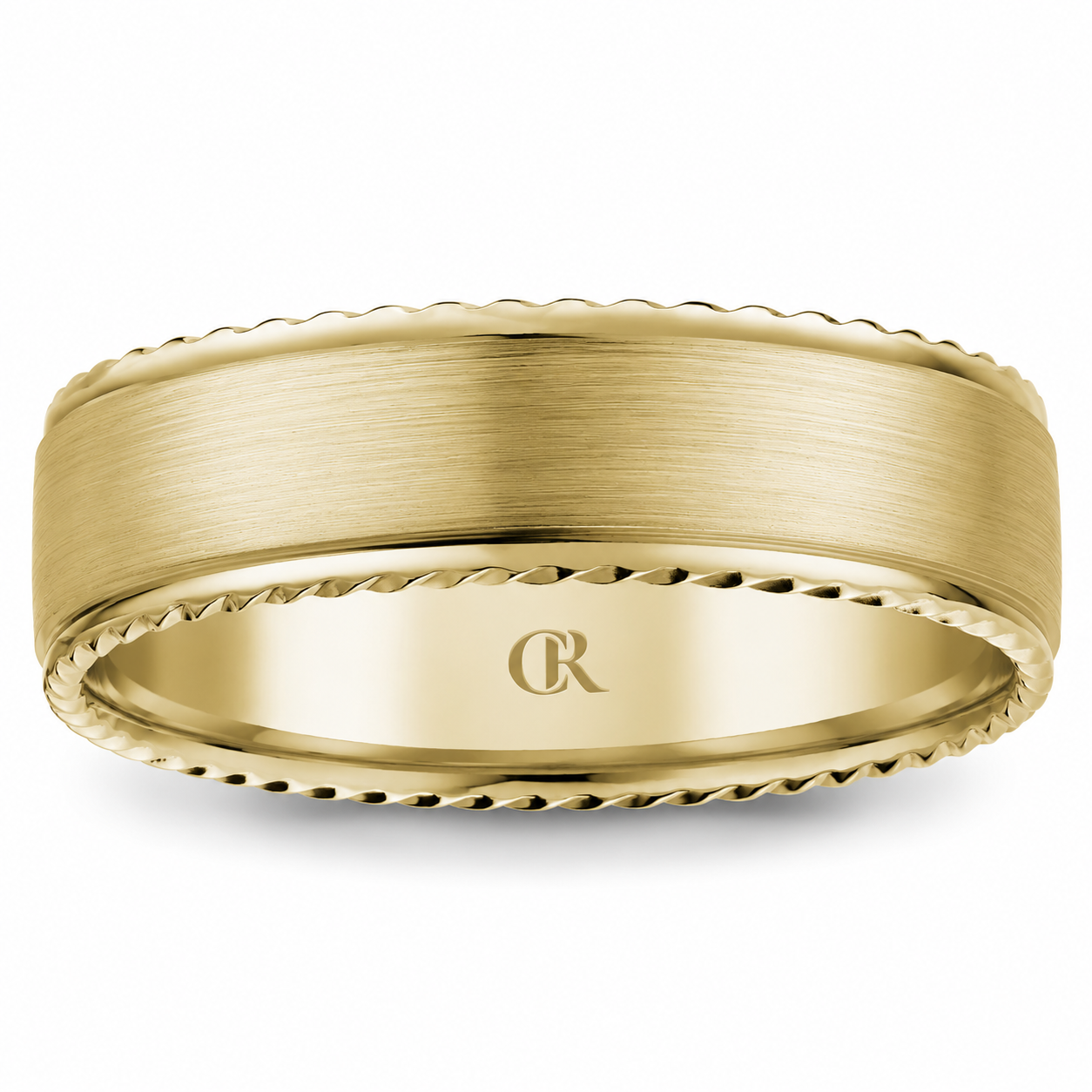 Mens 14kt Yellow Gold 7mm Sandpaper Wedding Band