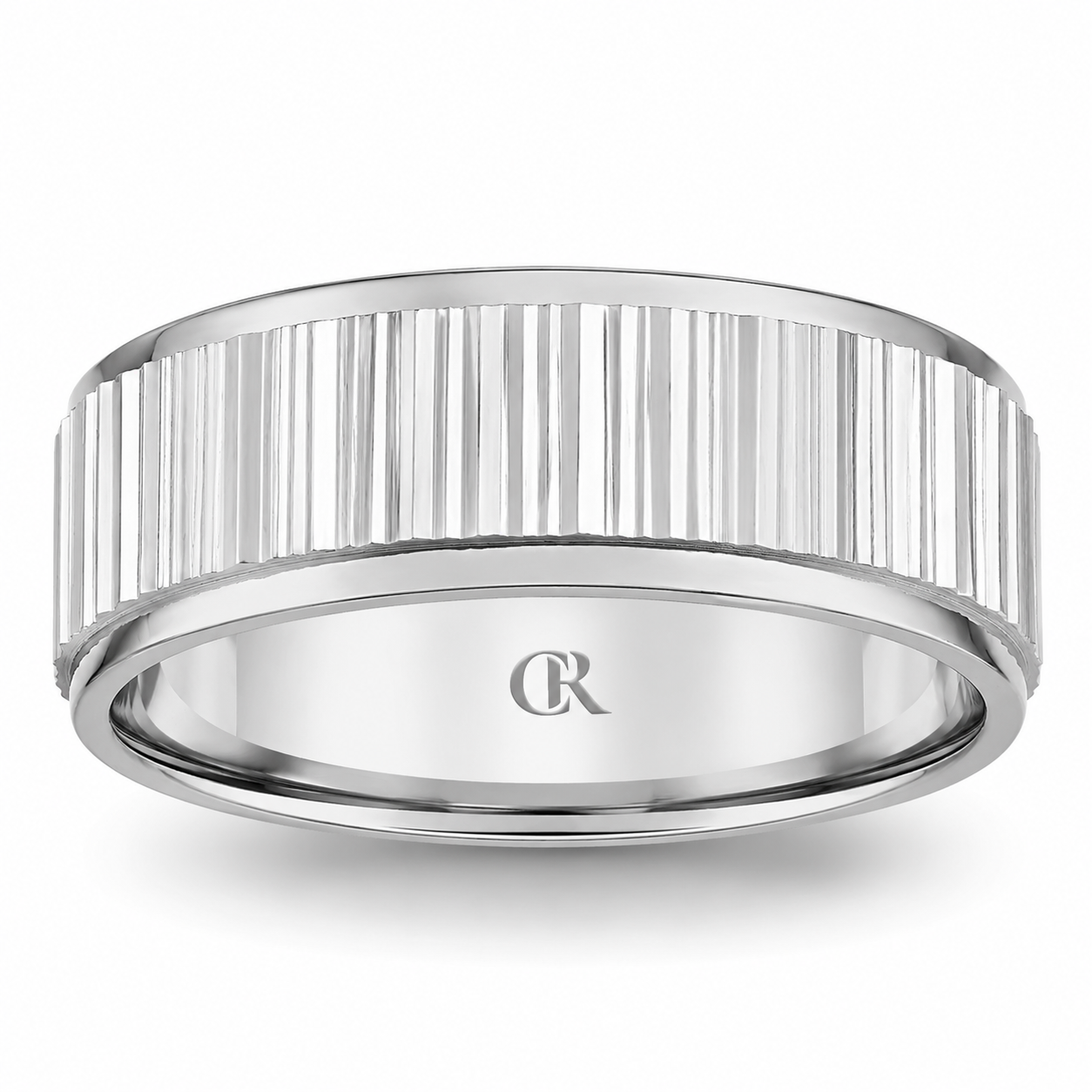 Mens 14kt White Gold 8mm Wedding Band