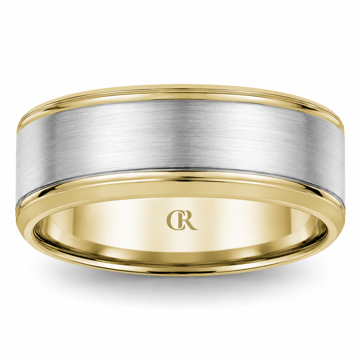 Mens 14kt Two Tone Sandpaper Wedding Band