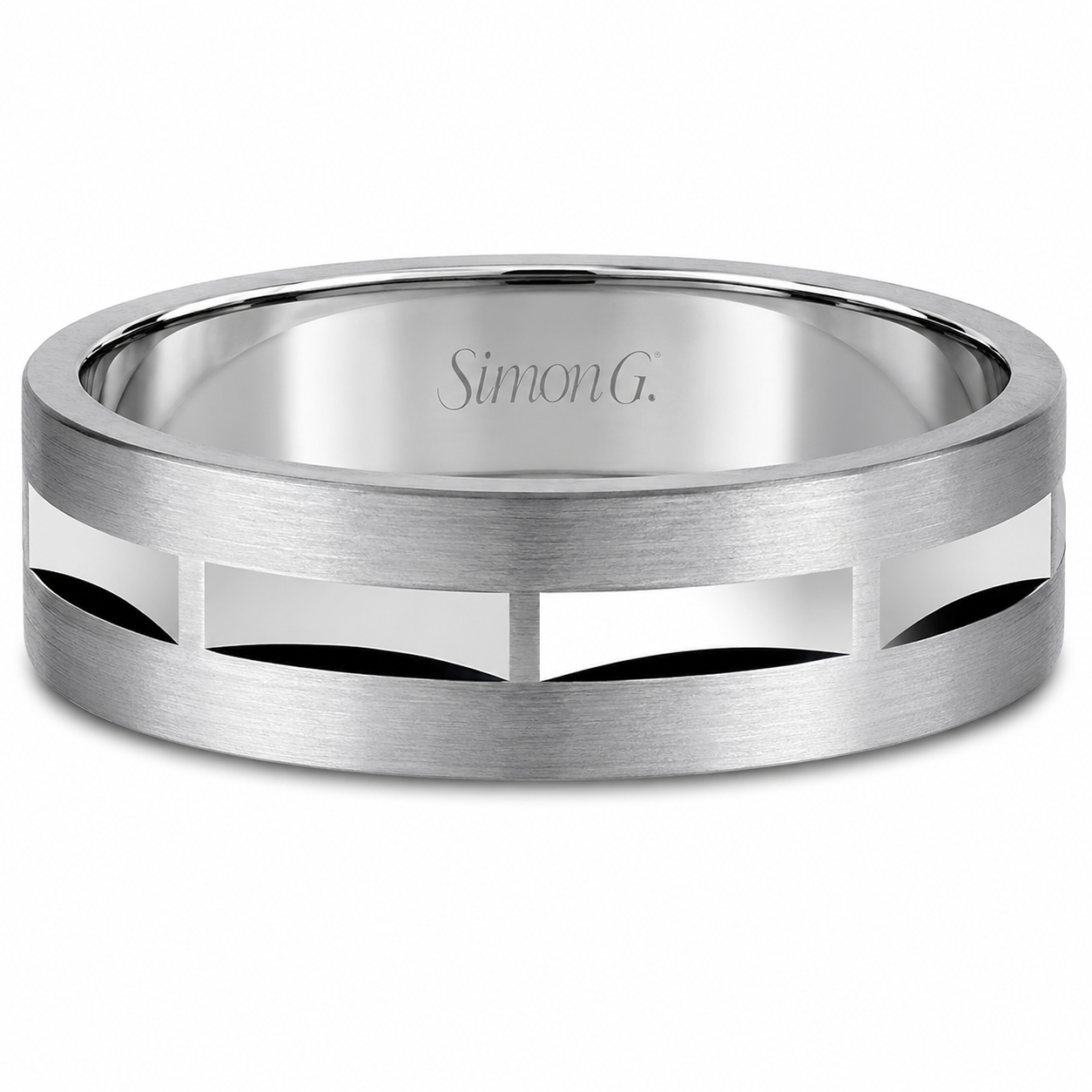 Mens 14kt White Gold 7mm Wedding Band By Simon G