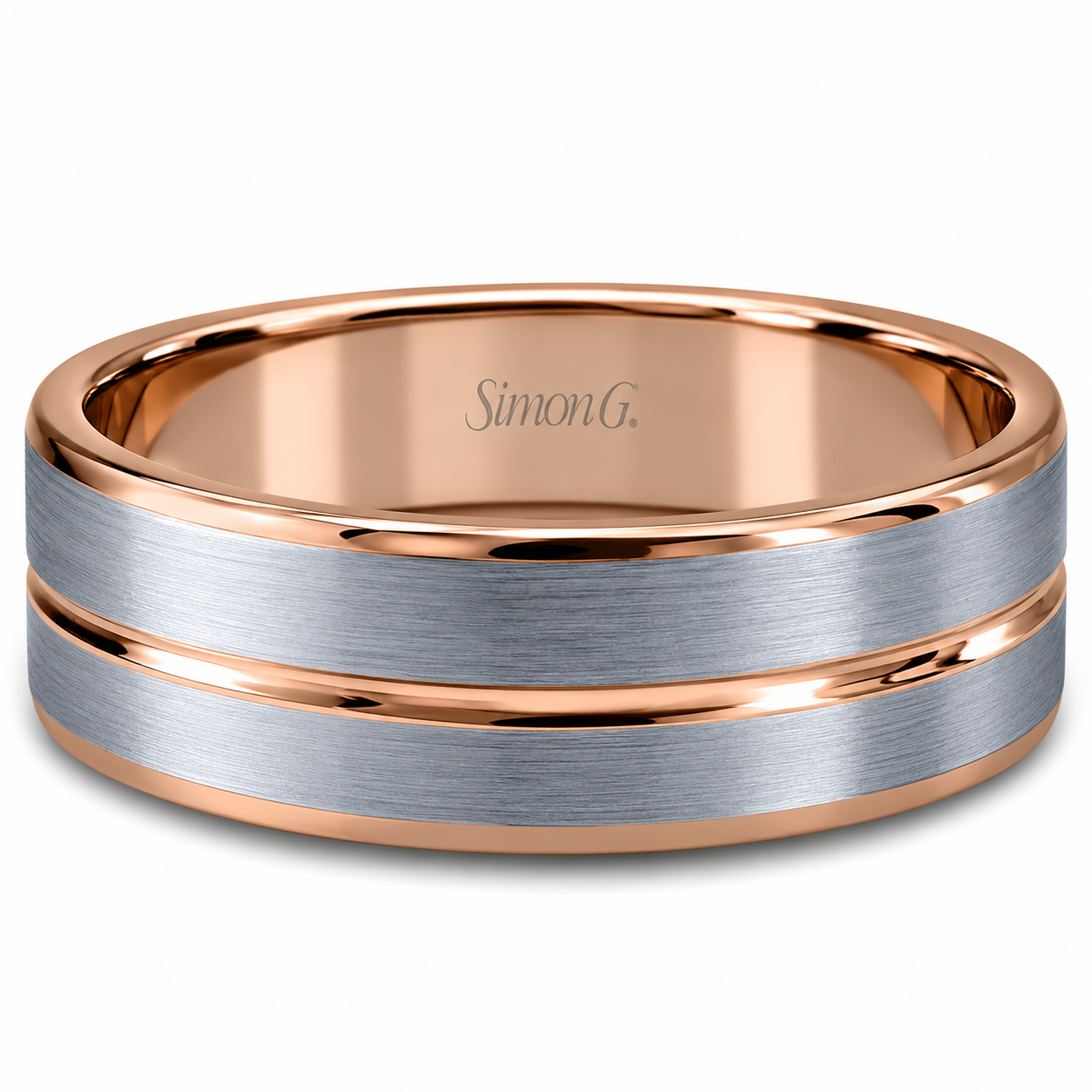 Mens 14kt Two Tone 8mm Wedding Band By Simon G