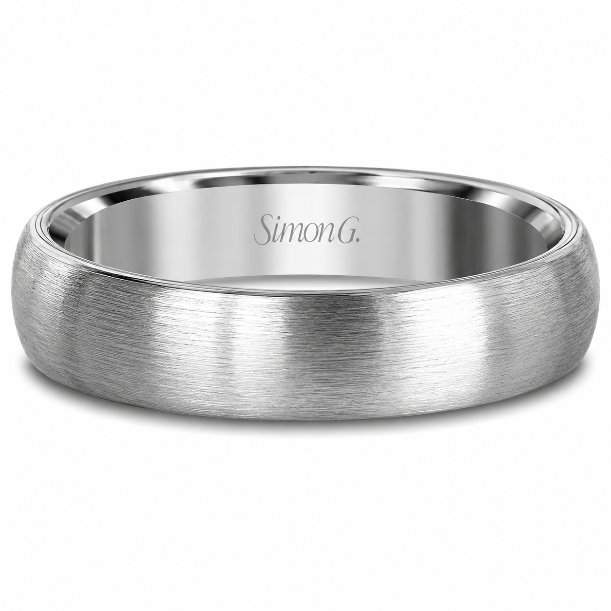 Mens 14kt White Gold 7mm Satin Wedding Band By Simon G