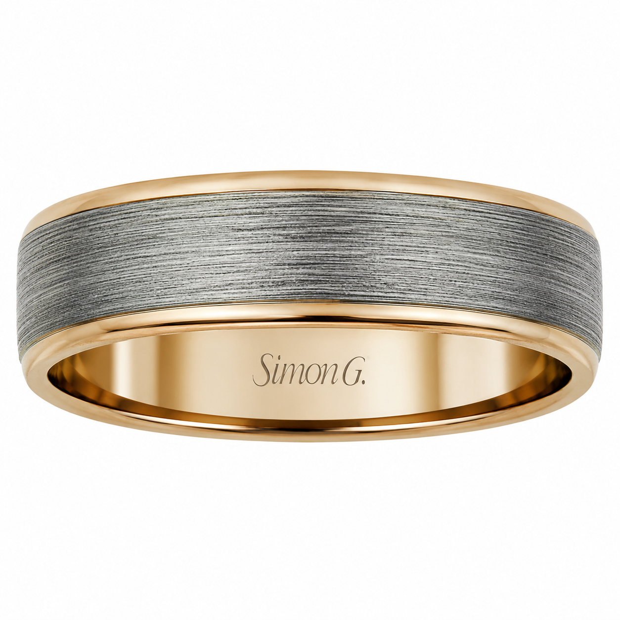 Mens 14kt Rose and Gray Gold 6mm Wedding Band By Simon G