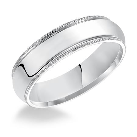 Men's 14kt White Gold 7.03mm Milgrain Wedding Band