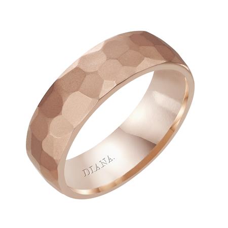 Men's 14kt Rose Gold 7.15mm Satin Hammered Wedding Band