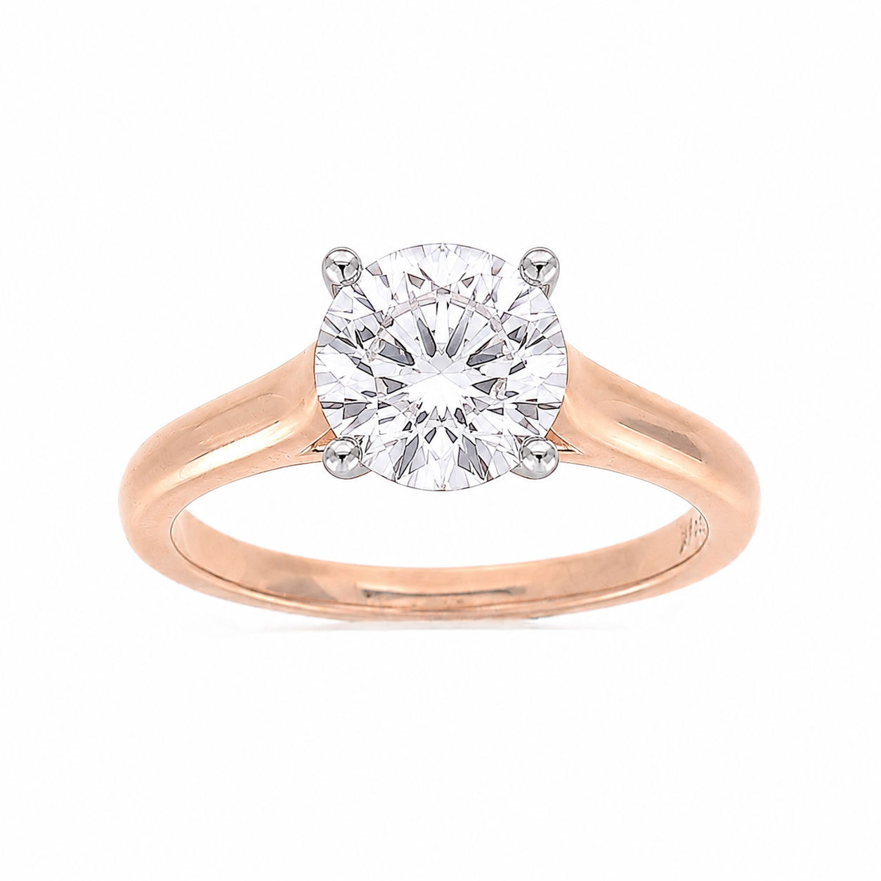 Ladies 14kt Rose Gold Solitaire Engagement Ring Setting