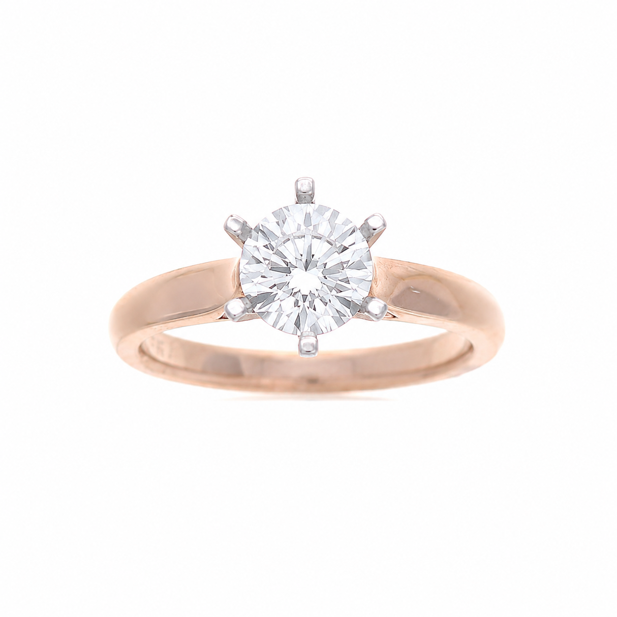 Ladies 14kt Rose Gold Solitaire Engagement Ring Setting