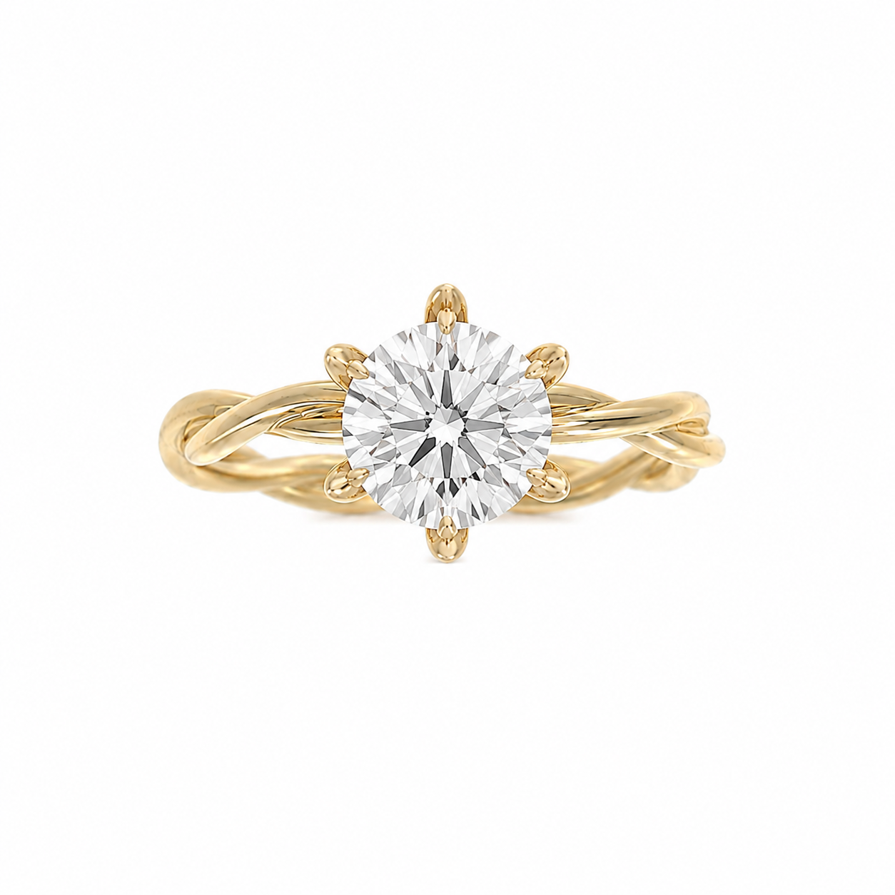 Ladies 14kt Yellow Gold Twist Solitaire Engagement Ring Setting