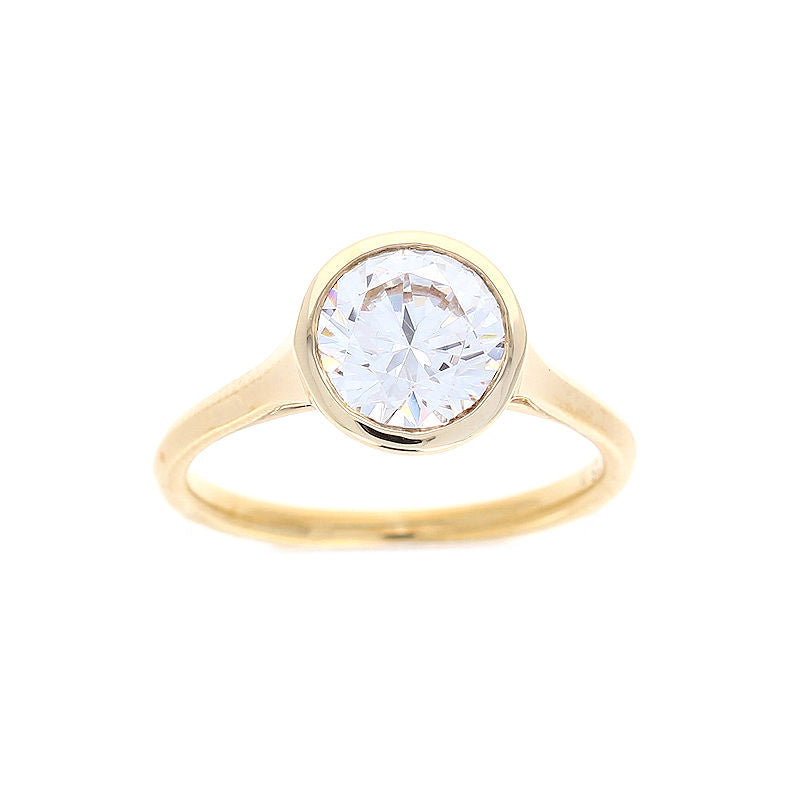 Ladies 14kt Yellow Bezel Round Cut Diamond Engagement Ring Sample Setting