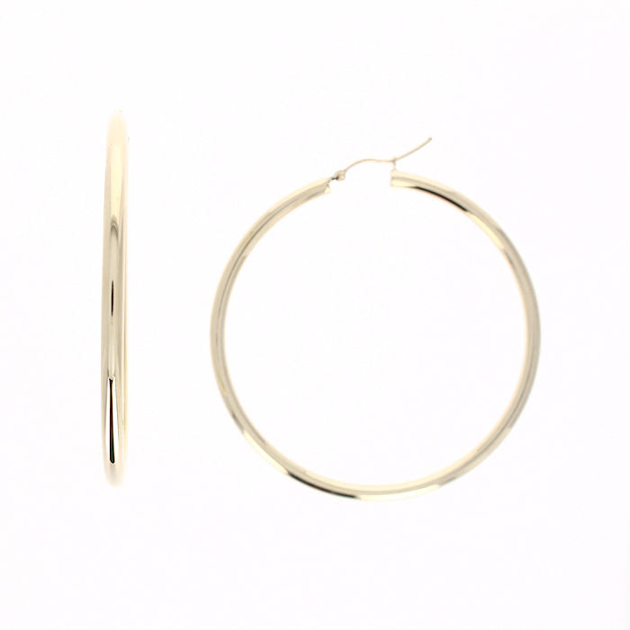 Ladies 14kt Yellow Gold 55mm Tube Hoop Earrings