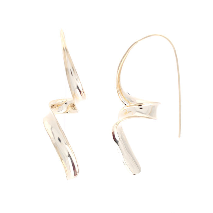 Ladies 14kt Yellow Gold Geometric Twisted Dangle Gold Earrings