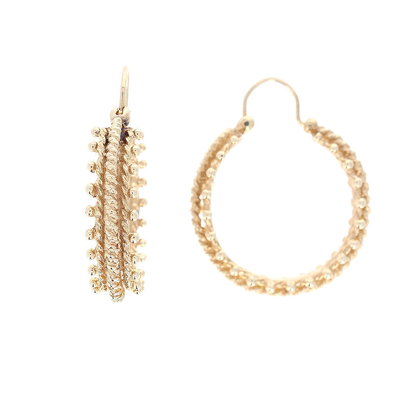 Ladies 14kt Yellow Gold Byzantine Hoop Earrings