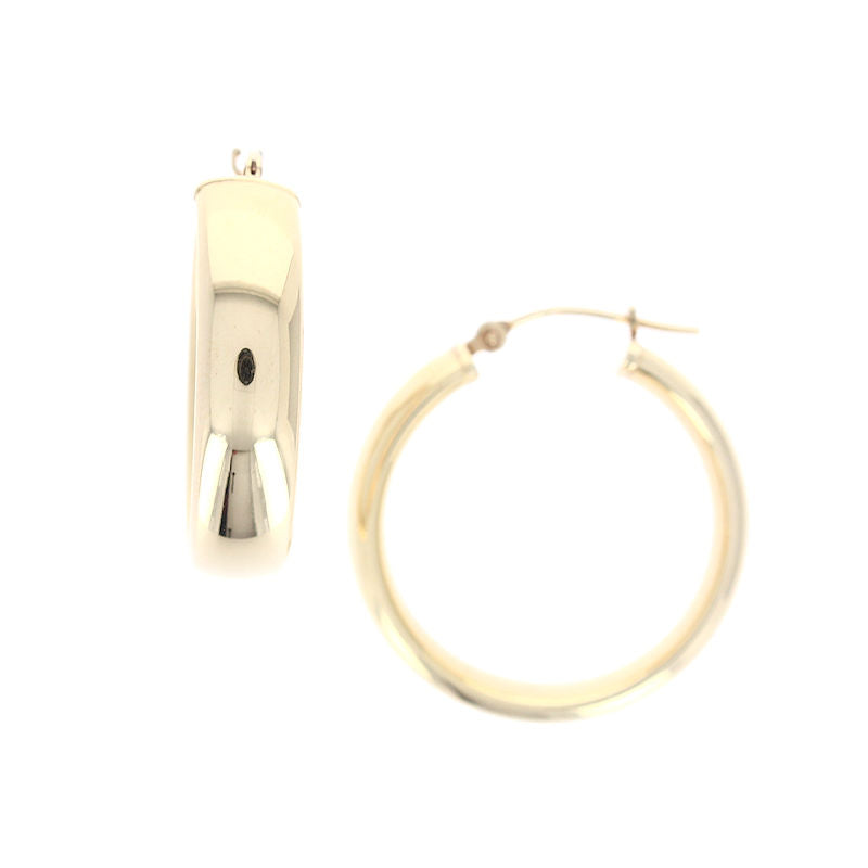 Ladies 14kt Yellow Gold 6mm Hoop Earrings